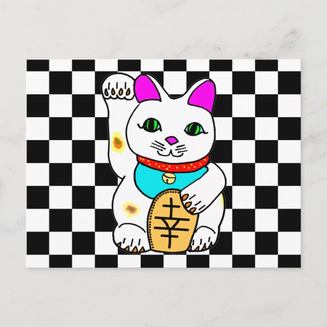Carte Postale Chat Lucky Maneki Neko Kitty (Devant)