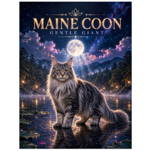 Carte Postale Chat Maine Coon, Art Réalisme Cinématique