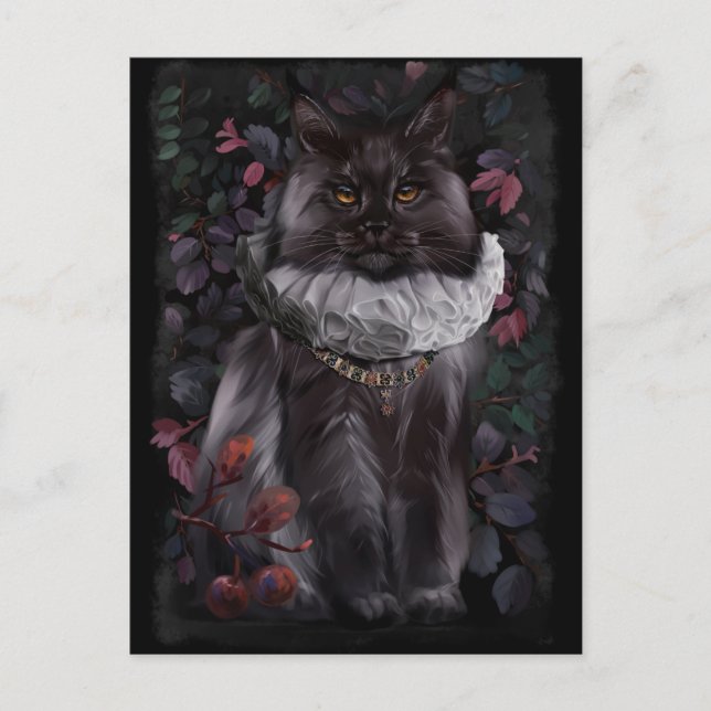 Carte Postale Chat Maine Coon en costume aristocratique (Devant)