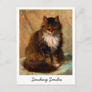 Carte Postale Chat Maine Coon Vintage Envoie des Sourires       