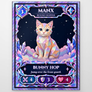 Carte Postale Chat Manx, Art en feuille de couleur arc-en-ciel