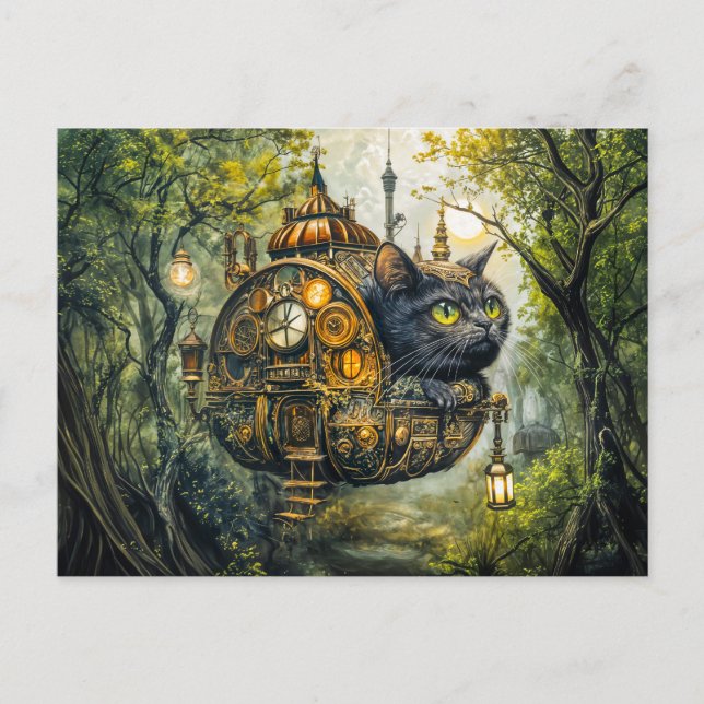 Carte Postale Chat mécanique mystique (Devant)