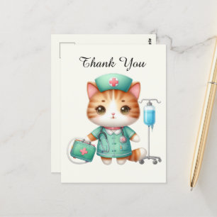 Carte Postale Chat merci infirmière mignonne