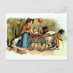 Carte Postale Chat mère vintage