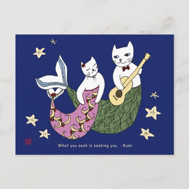 Carte Postale Chat Mermaid (Devant)