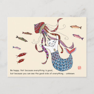 Carte Postale Chat Mermaid