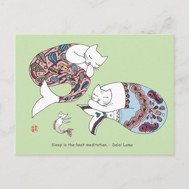 Carte Postale Chat Mermaid (Devant)