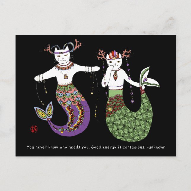 Carte Postale Chat Mermaid (Devant)