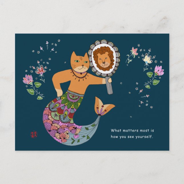 Carte Postale Chat Mermaid (Devant)