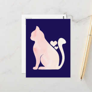 Carte Postale Chat mignon avec des cœurs