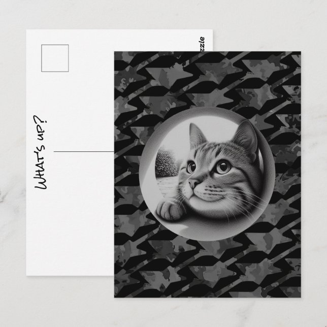 Carte Postale Chat mignon drôle cool Qu'est-ce que les animaux s (Devant / Derrière)