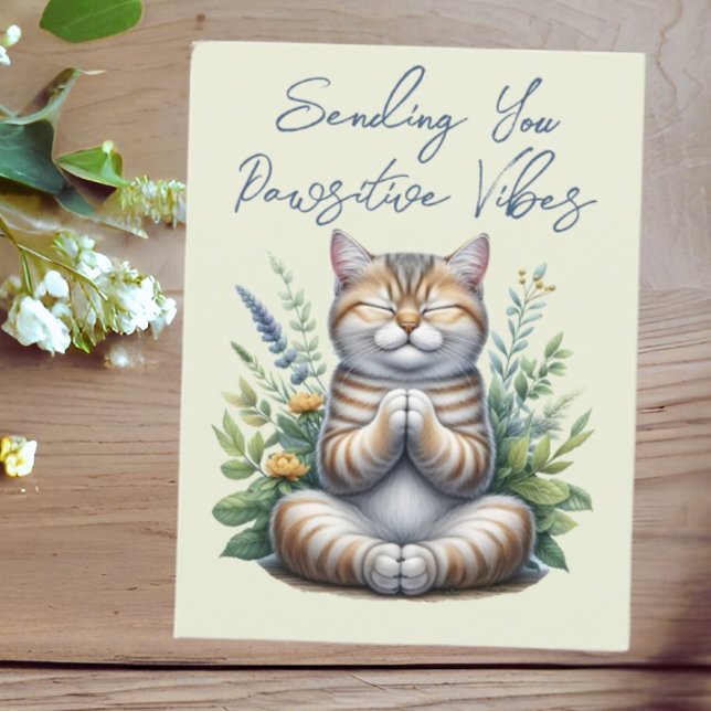 Carte Postale Chat mignon Envoi De Vibes Positives Encouragement (Créateur téléchargé)