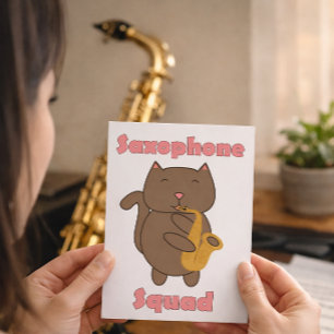 Carte Postale Chat Mignon Jouant du Saxophone “Saxophone Squad” 