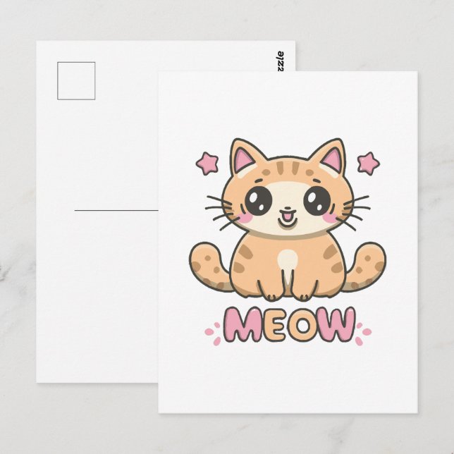 Carte Postale chat mignon miaou (Devant / Derrière)