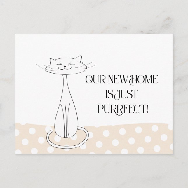 Carte Postale Chat mignon Nous avons déplacé une nouvelle adress (Devant)
