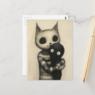 Carte Postale Chat mignon qui enlace son ami