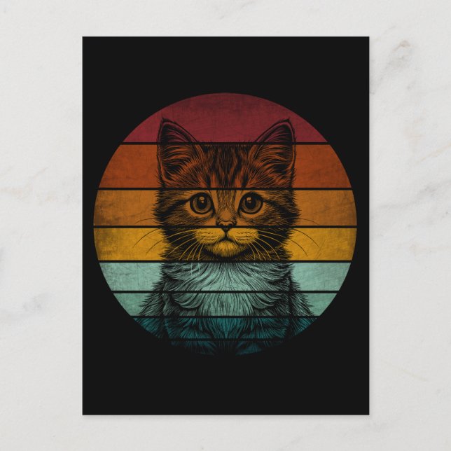 Carte Postale Chat Mignon Rétro Vintage (Devant)