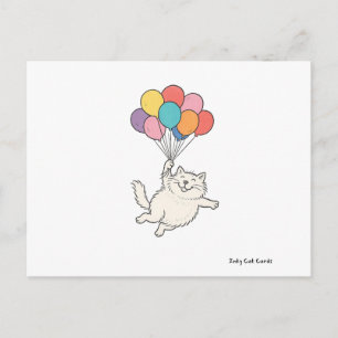 Carte Postale Chat Mignon Tenant des Ballons
