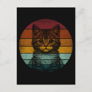 Carte Postale Chat mignon vintage rétro