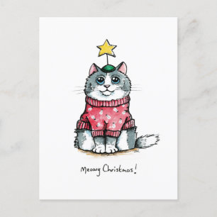 Carte Postale Chat moche Sweater - Meowny Christmas