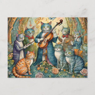Carte Postale Chat musicien