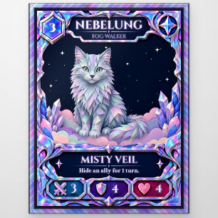 Carte Postale Chat Nebelung, Art en feuille de couleur arc-en-ci