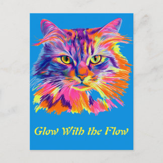 Carte Postale Chat Néon