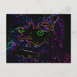 Carte Postale Chat Neon Glow