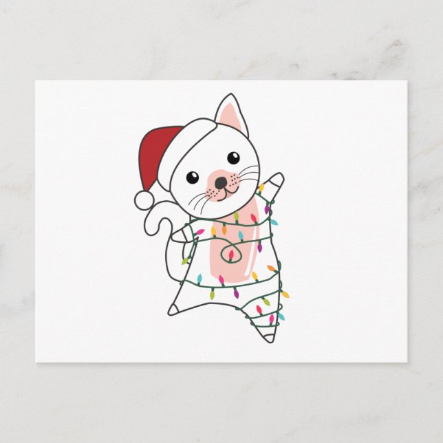 Carte Postale Chat Noël Neige Hiver Animaux Chats (Devant)