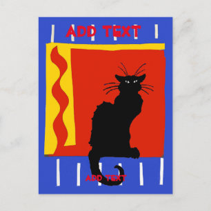 Carte Postale Chat noir à flamme, modifier le texte