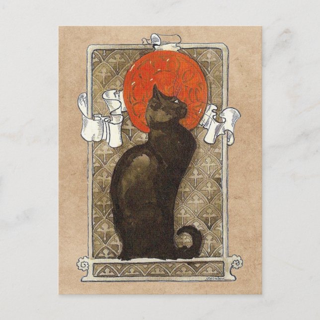 Carte Postale Chat Noir - Art Nouveau - Theophile Steinlen Affic (Devant)
