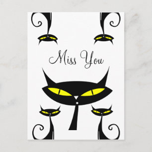 Carte Postale Chat noir atomique moderne du milieu du XXe siècle