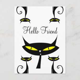 Carte Postale Chat noir atomique moderne du milieu du XXe siècle