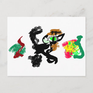 Carte Postale Chat noir  Automne joyeux 