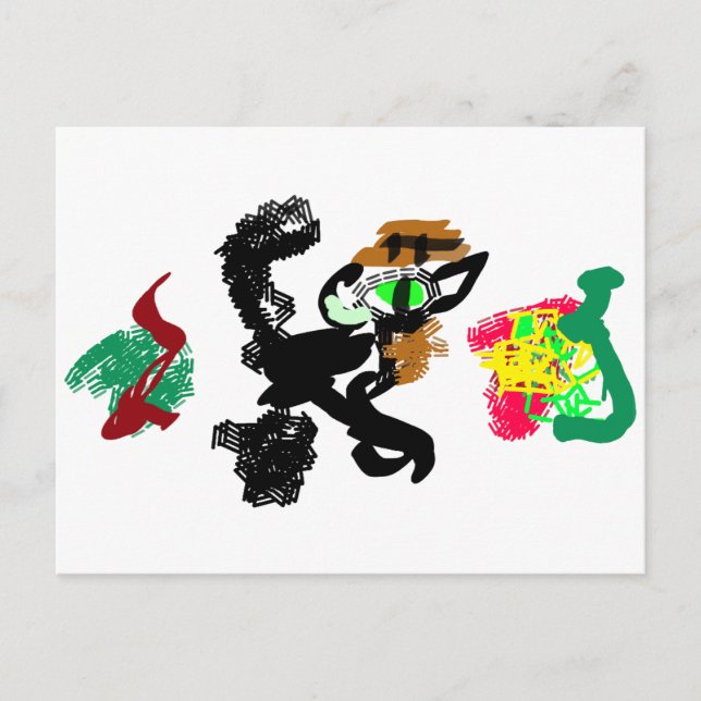 Carte Postale Chat noir  Automne joyeux  (Devant)