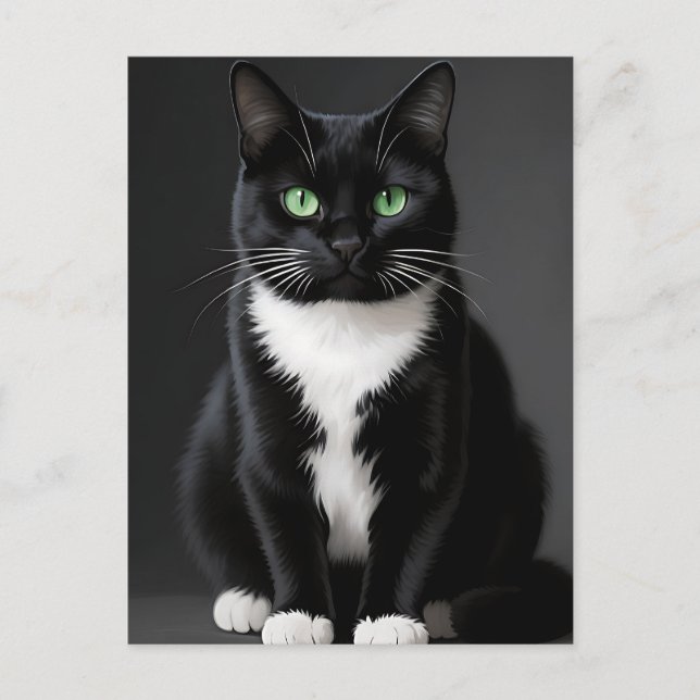 Carte Postale Chat Noir aux Yeux d'Émeraude (Devant)