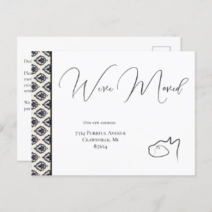 Carte Postale Chat Noir & Blanc Nous avons déménagé, Changement