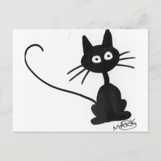 Carte Postale Chat noir caricature