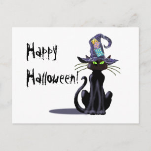 Carte Postale CHAT NOIR & CASQUETTE par SHARON SHARPE