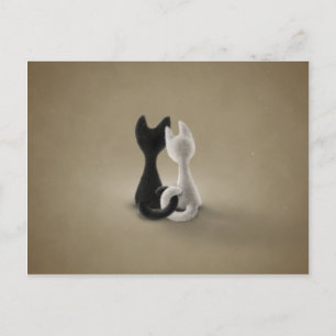 Carte Postale Chat noir Chat blanc (couleur 3)
