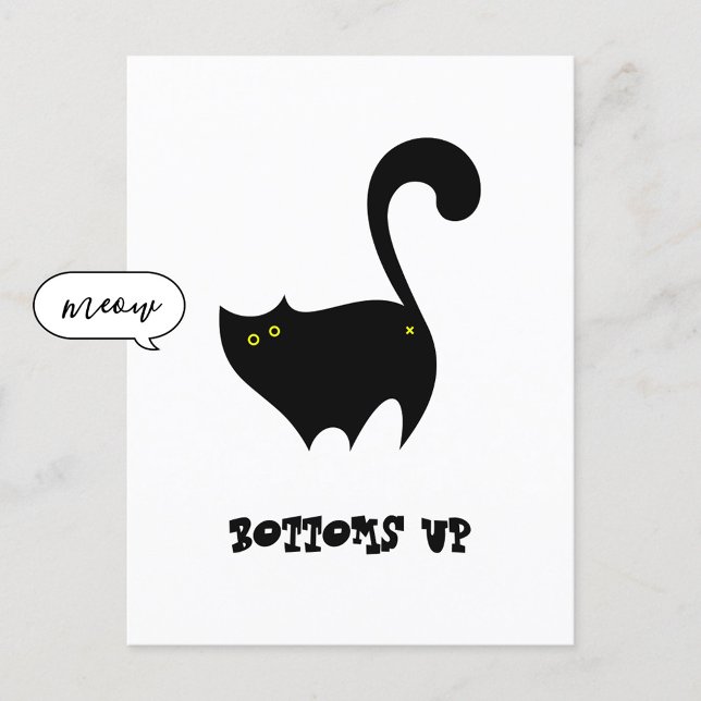 Carte Postale Chat noir Cheeky En Bas Drôle (Créateur téléchargé)