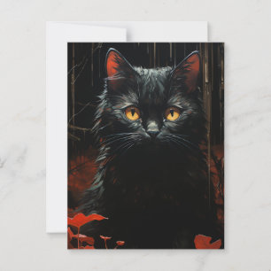 Carte Postale Chat noir d'Halloween