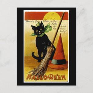 Carte Postale Chat noir d'Halloween