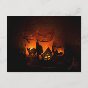 Carte Postale Chat noir d'Halloween