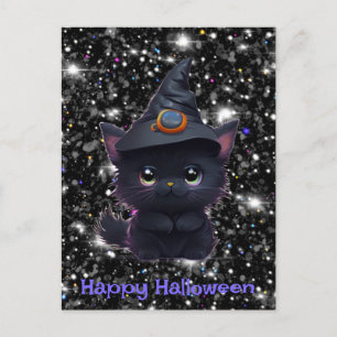 Carte Postale Chat noir d'Halloween drôle