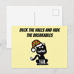 Carte Postale Chat noir drôle Humour de fête Fête de chat