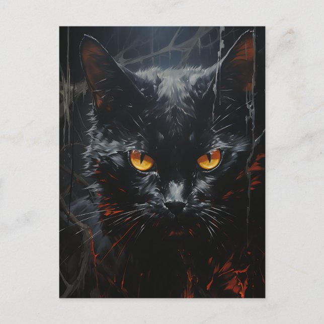 Carte Postale Chat noir éffrayant (Devant)