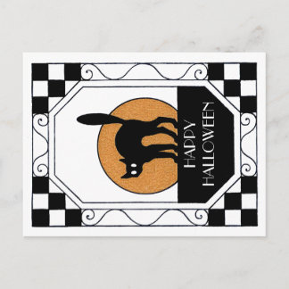 Carte Postale Chat noir éffrayant - Art Déco