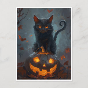 Carte Postale Chat noir éffrayant Halloween Imprimantes et cadea
