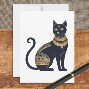 Carte Postale Chat noir élégant Félin égyptien